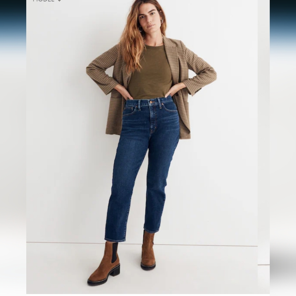 Madewell 'Mom Jean" High-Rise Straight Leg Women's Jeans - Dark Blue